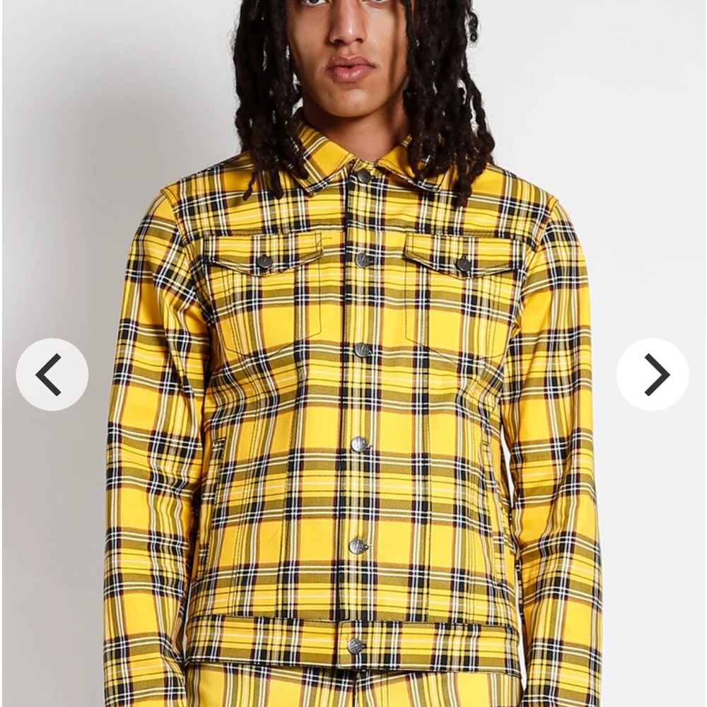 Tripp NYC Trucker plaid jacket with waist belt Unisex